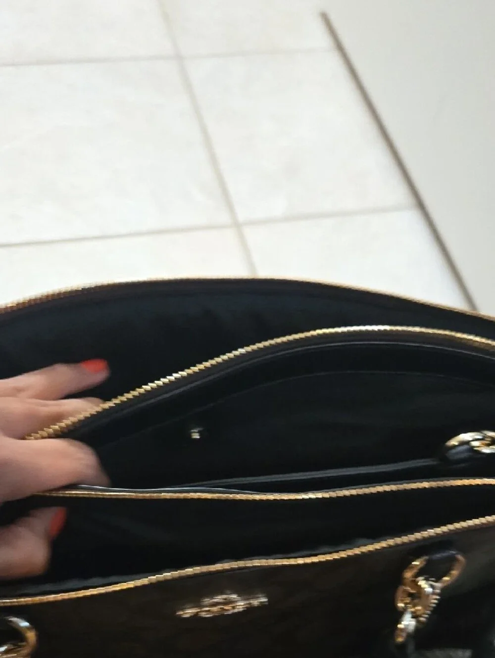 Coach Black Leather Shoulder Bag with Gold Hardware